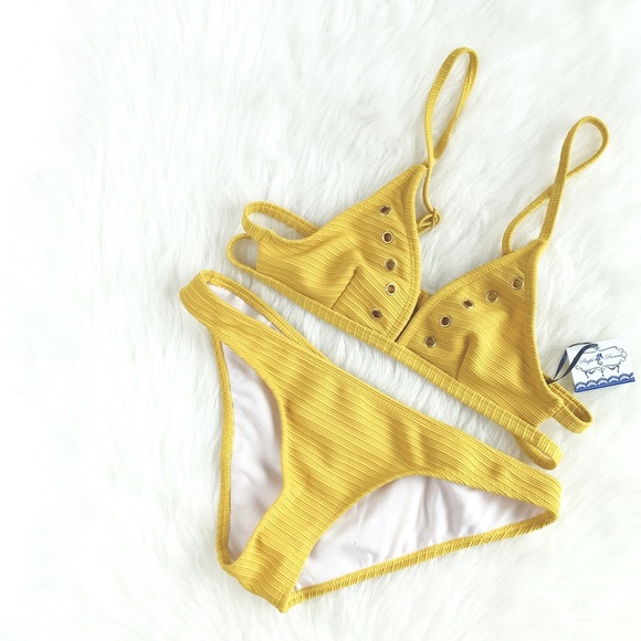 ASOS Other - Playful Promises | daffodil ribbed strappy bikini